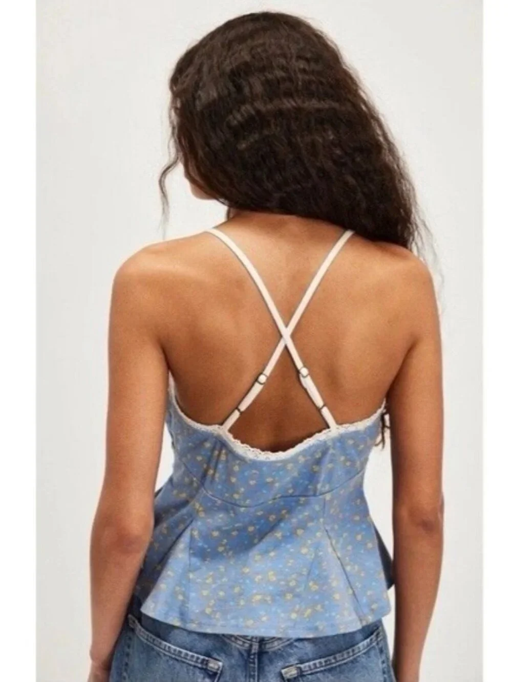 Free People women L Sammi floral camisole, adjustable spaghettis straps - Picture 3 of 10